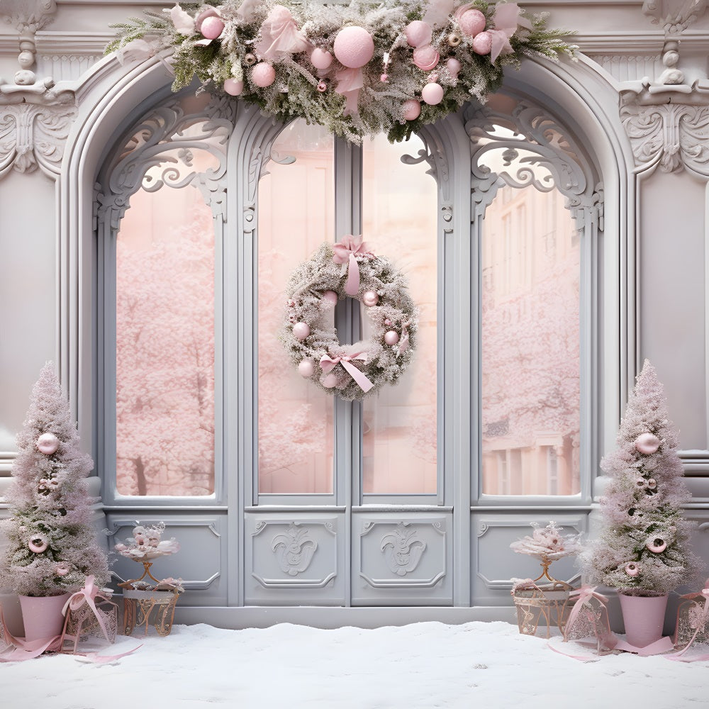 Christmas Pink Decorated Entrance Backdrop UK RR8-177