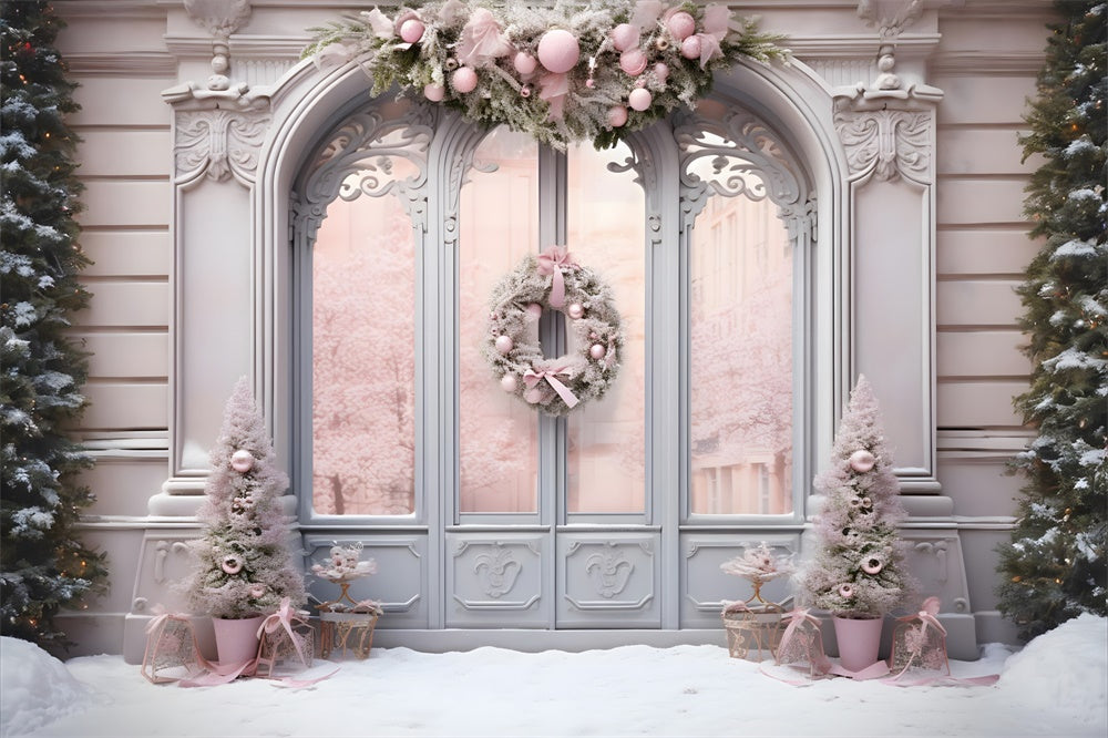 Christmas Pink Decorated Entrance Backdrop UK RR8-177