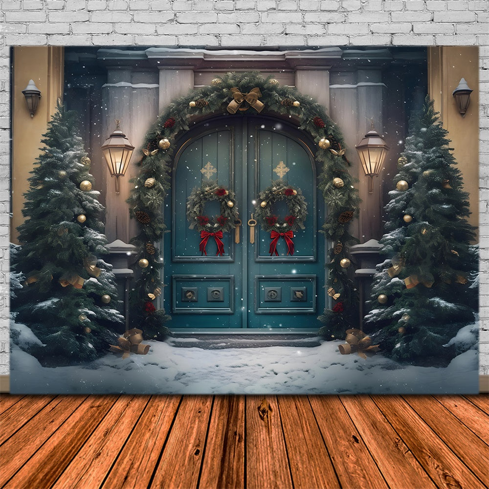 Christmas Grand Snowy Doorway Backdrop UK RR8-179