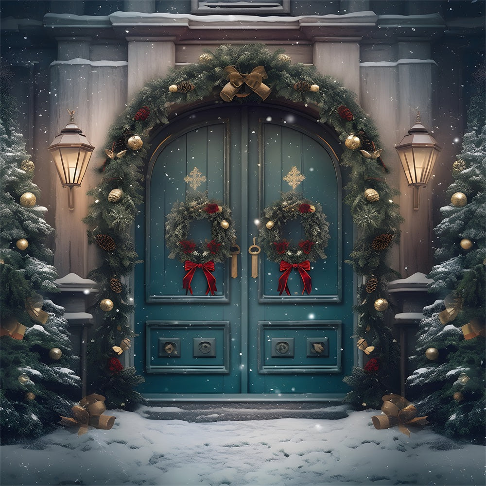 Christmas Grand Snowy Doorway Backdrop UK RR8-179