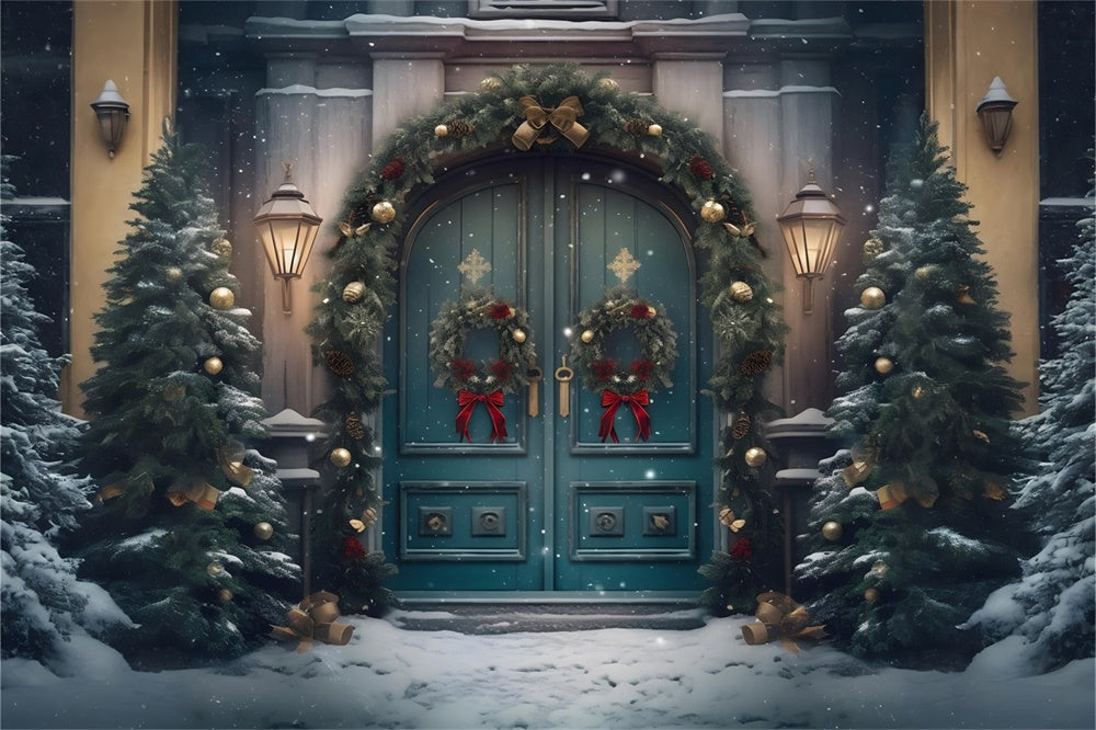 Christmas Grand Snowy Doorway Backdrop UK RR8-179