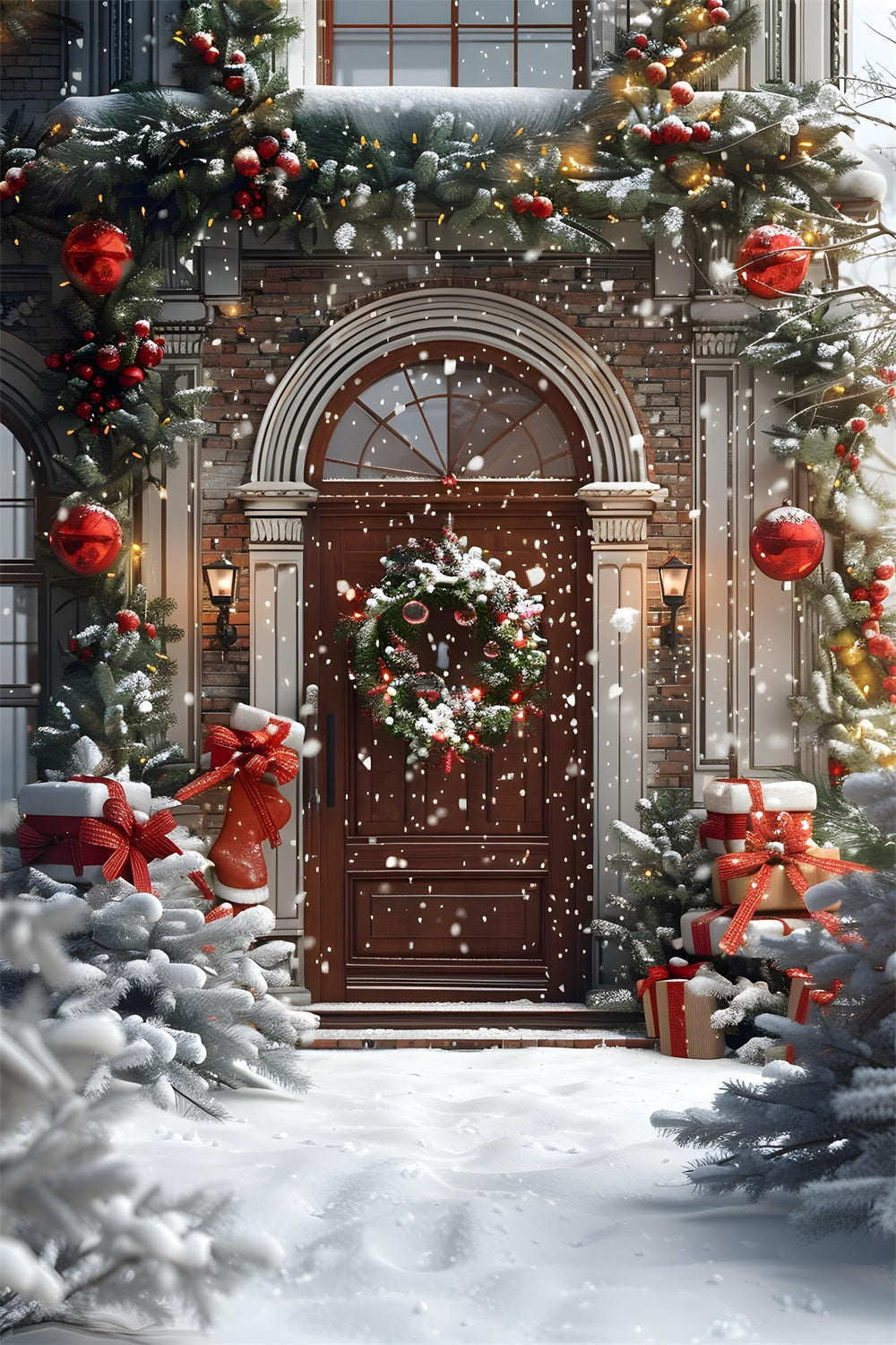 Christmas Festive Home Entrance Gifts Backdrop UK RR8-182