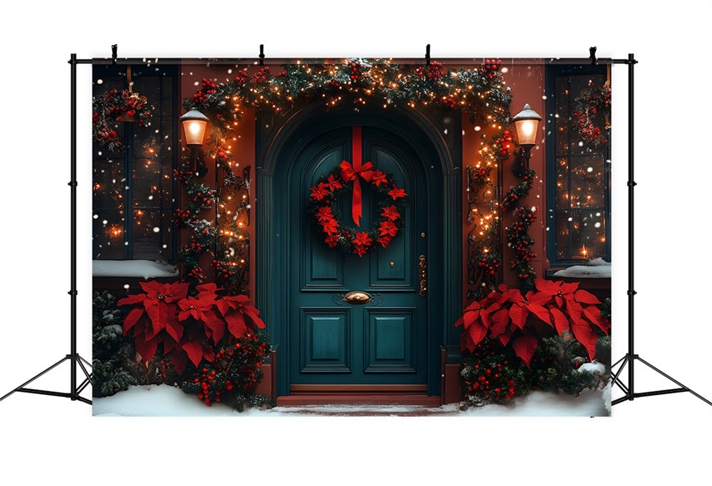 Christmas Sparkling Red Green Entrance Backdrop UK RR8-185