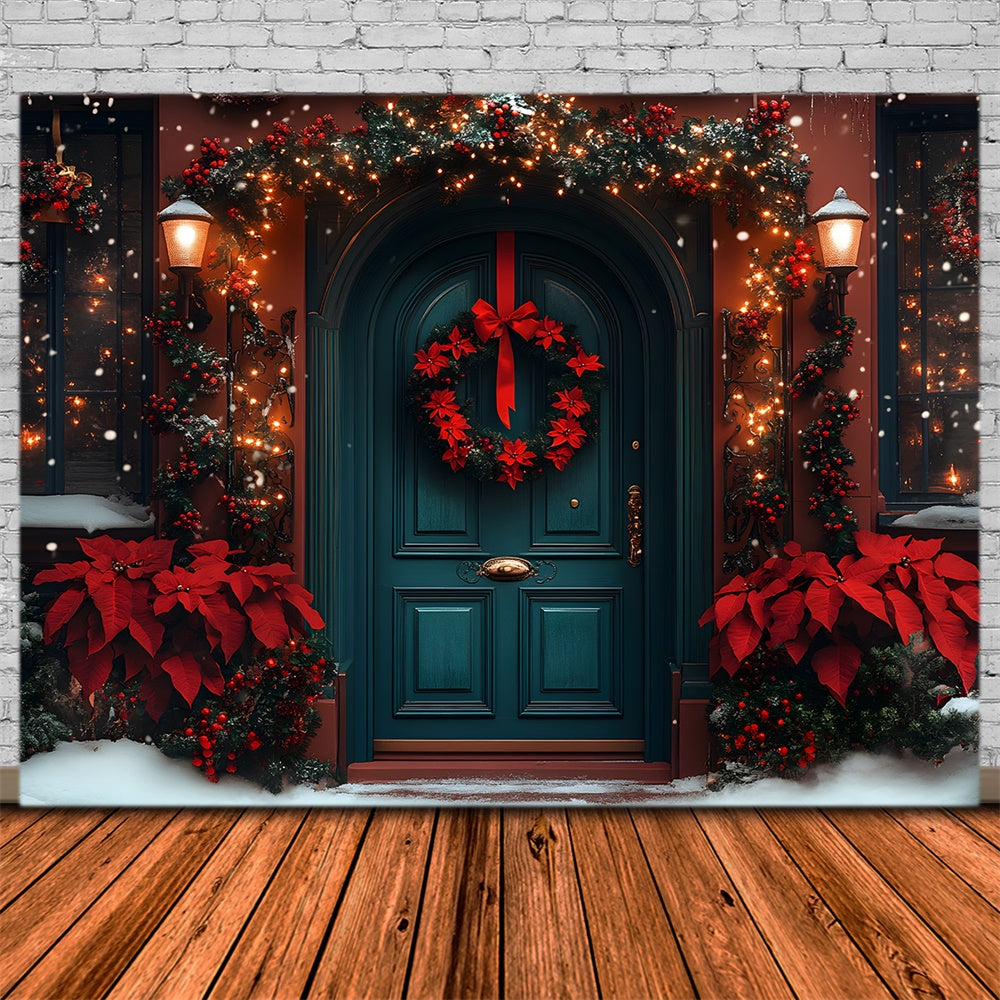 Christmas Sparkling Red Green Entrance Backdrop UK RR8-185