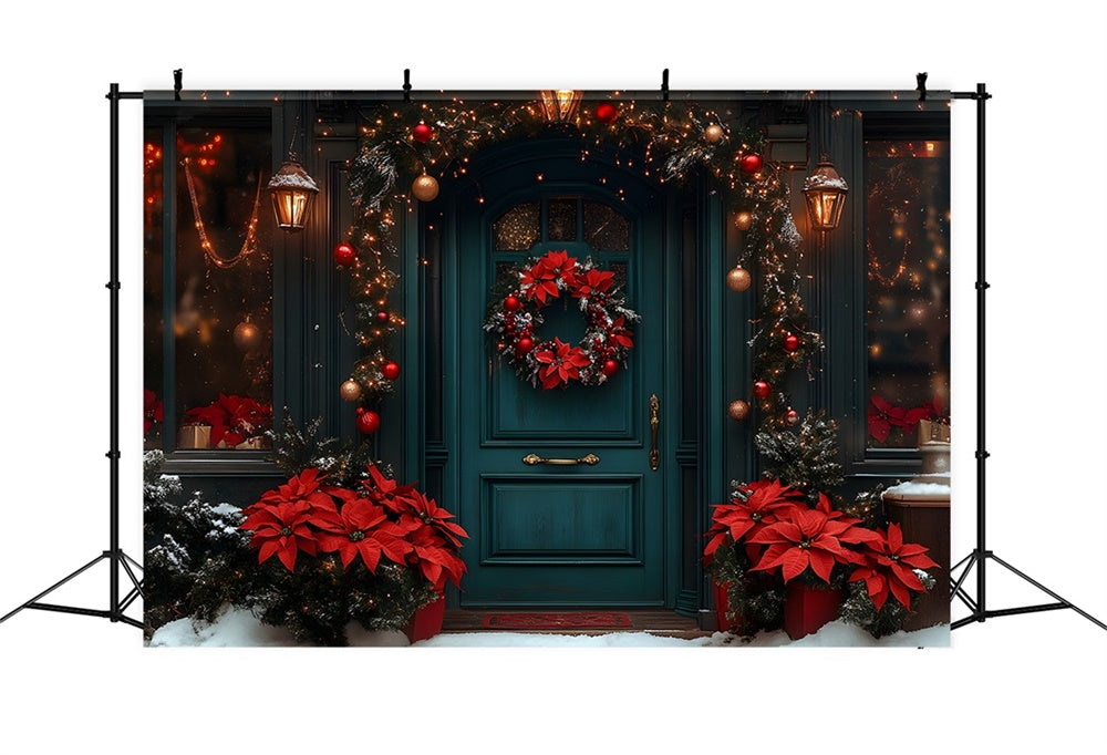 Christmas Wreath Adorned Door Backdrop UK RR8-186