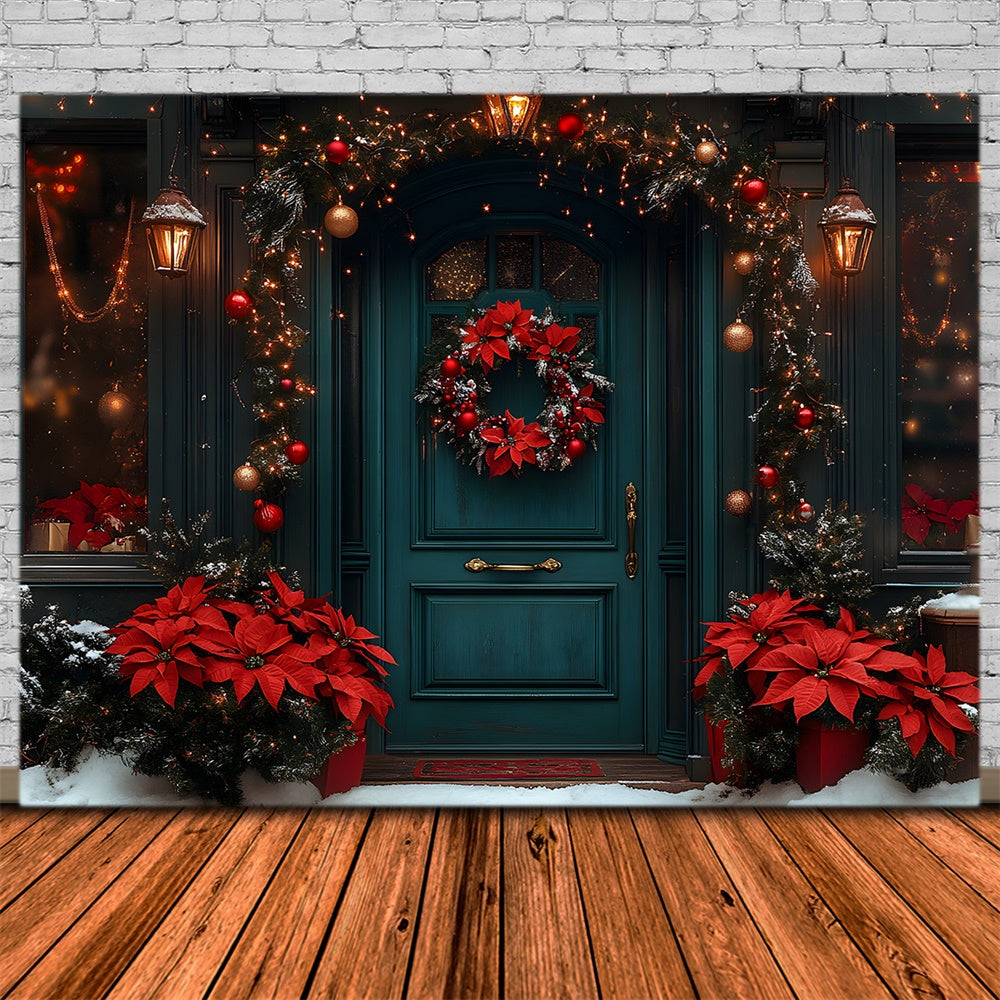 Christmas Wreath Adorned Door Backdrop UK RR8-186