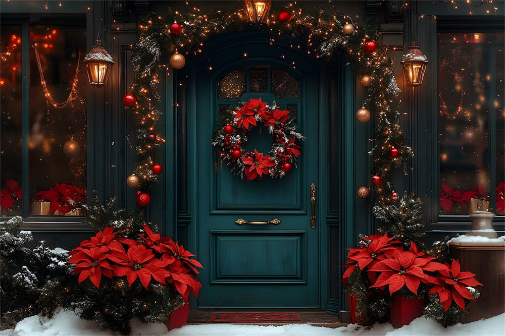 Christmas Wreath Adorned Door Backdrop UK RR8-186