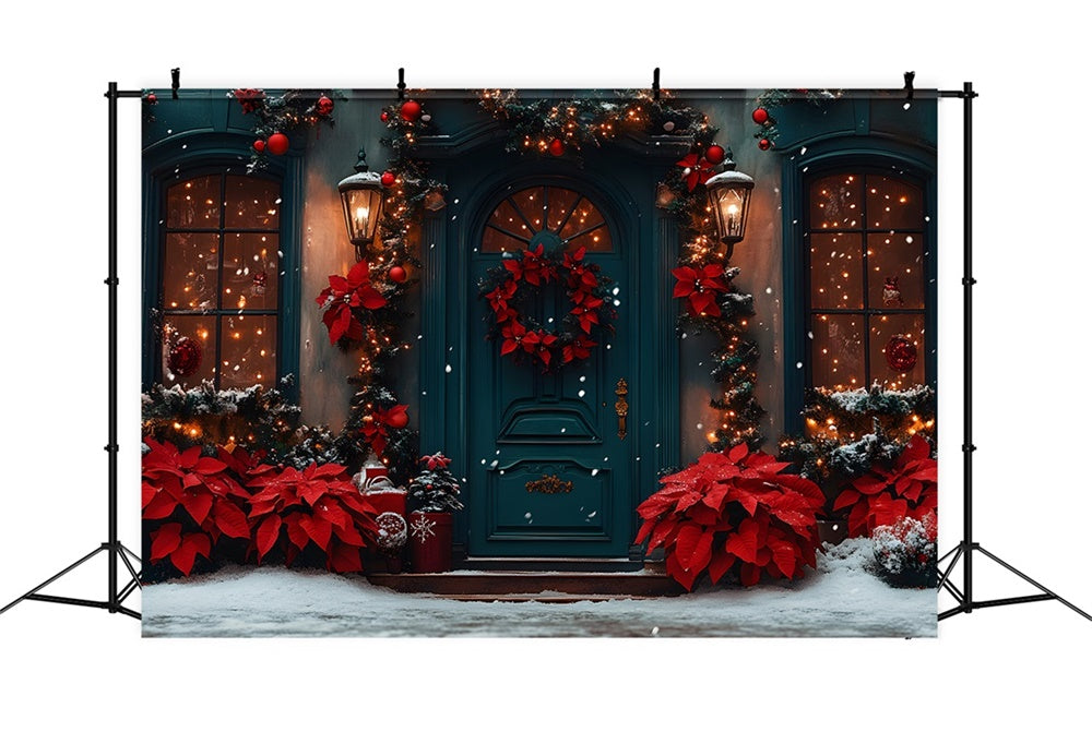 Christmas Festive Red Green Doorway Backdrop UK RR8-187