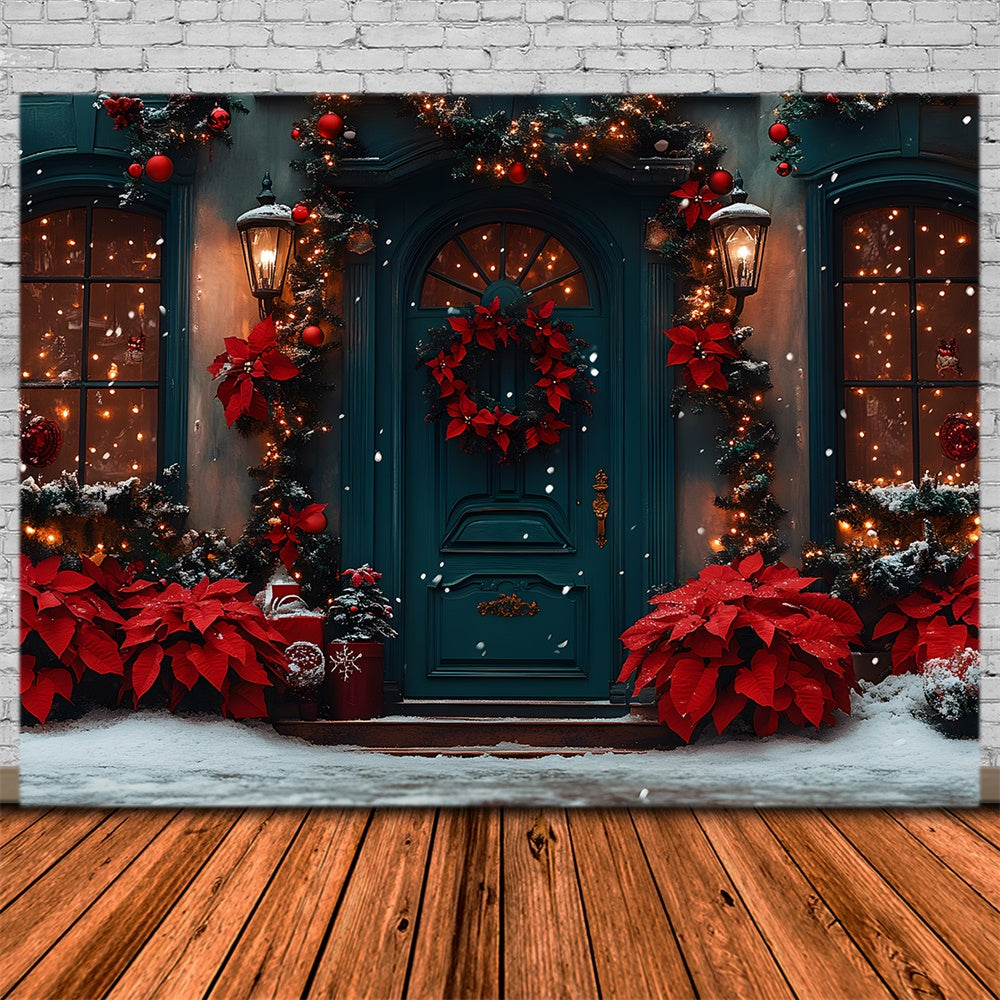 Christmas Festive Red Green Doorway Backdrop UK RR8-187