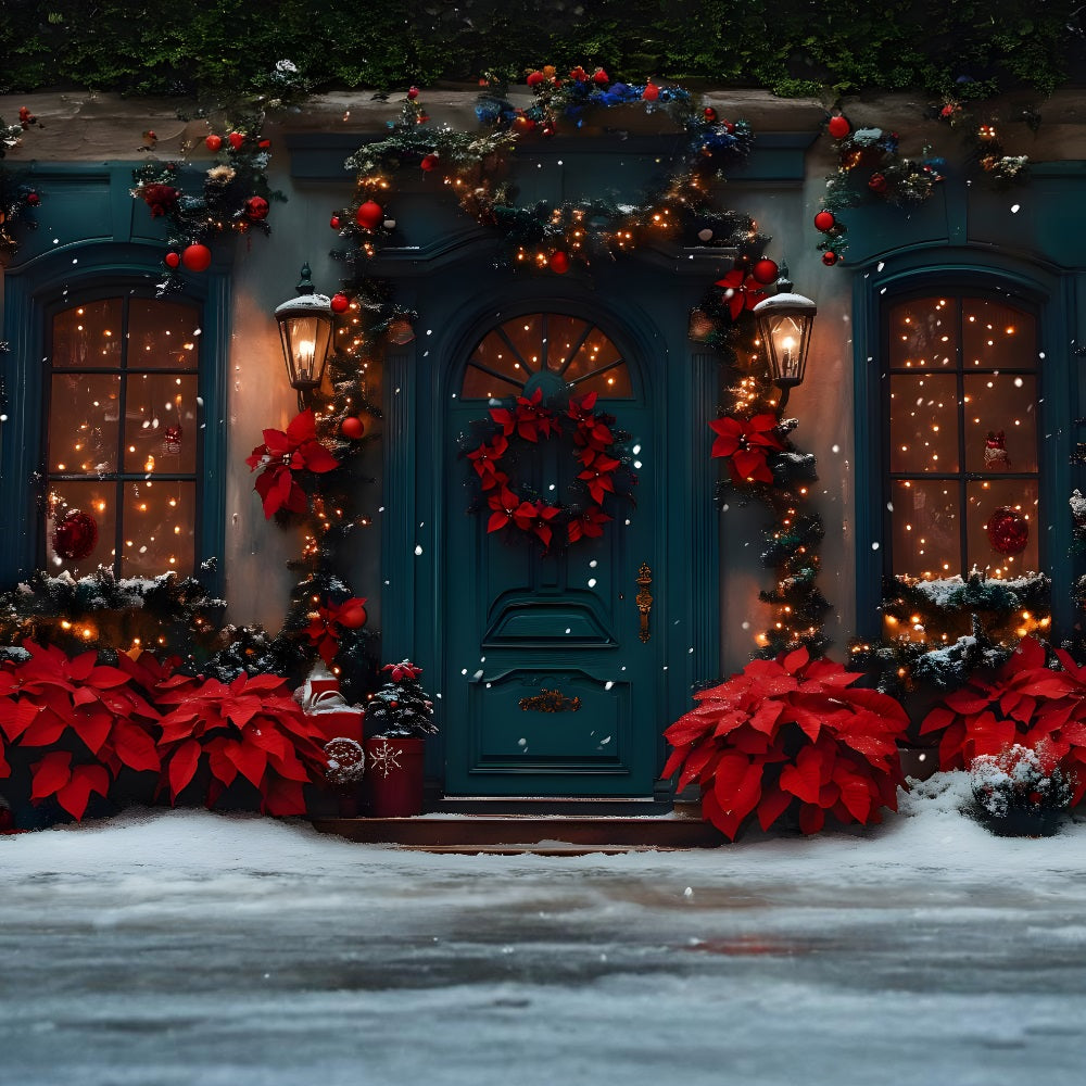 Christmas Festive Red Green Doorway Backdrop UK RR8-187