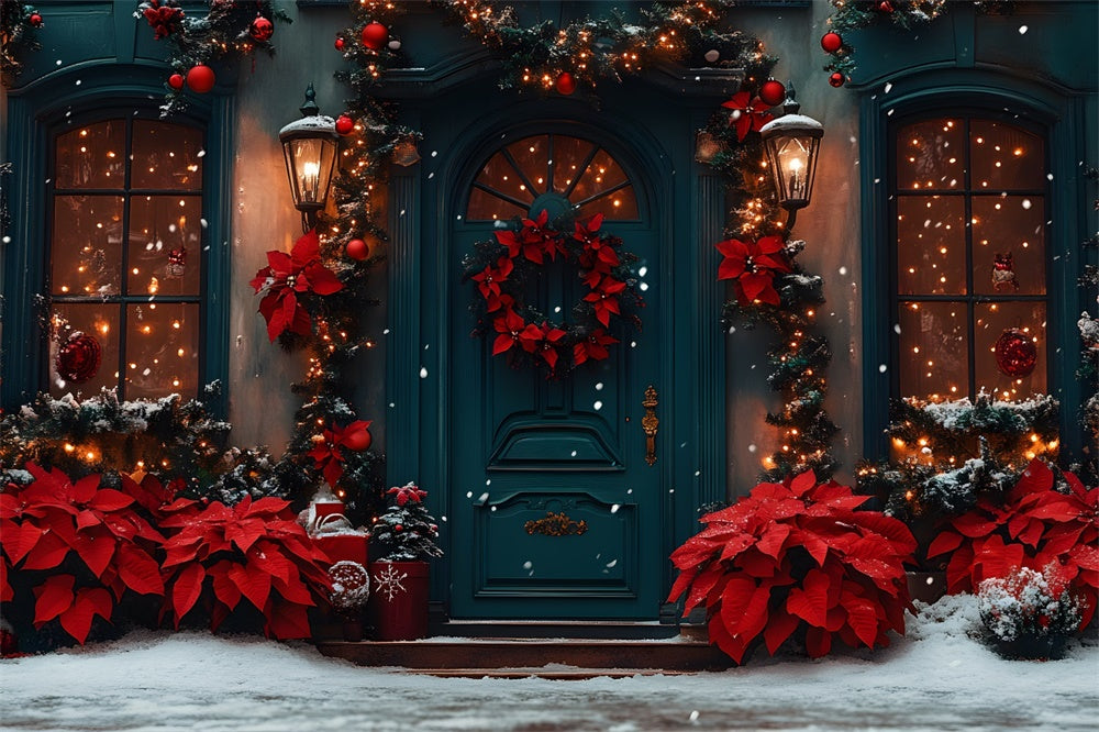 Christmas Festive Red Green Doorway Backdrop UK RR8-187