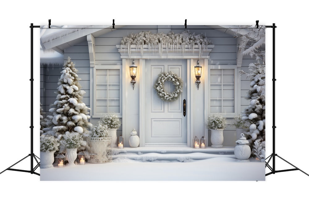 Christmas Winter White Cottage Backdrop UK RR8-188