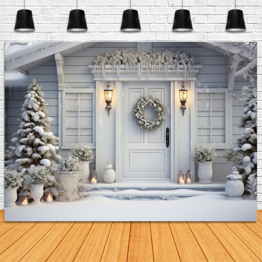 Christmas Winter White Cottage Backdrop UK RR8-188