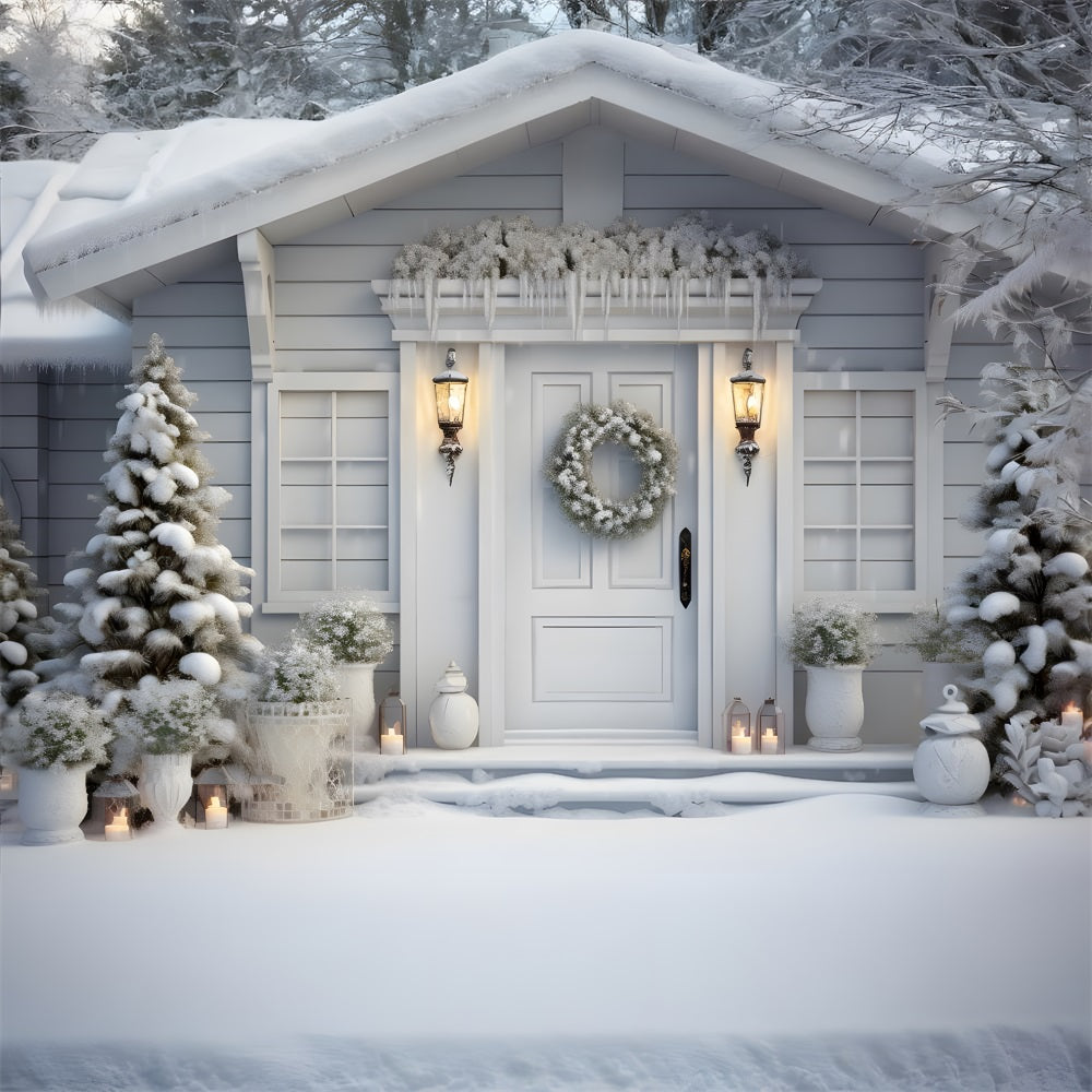 Christmas Winter White Cottage Backdrop UK RR8-188