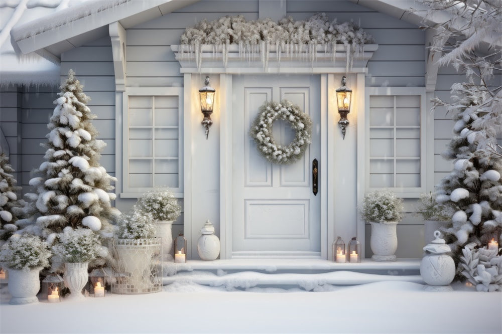 Christmas Winter White Cottage Backdrop UK RR8-188