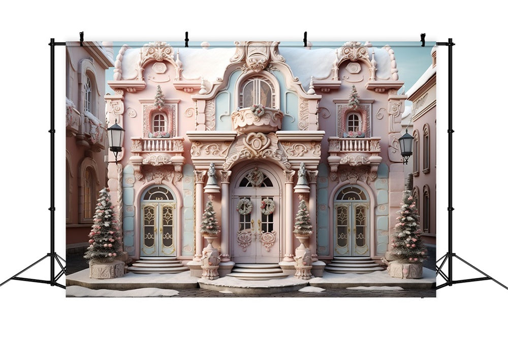 Christmas Pink Candy Castle Backdrop UK RR8-191