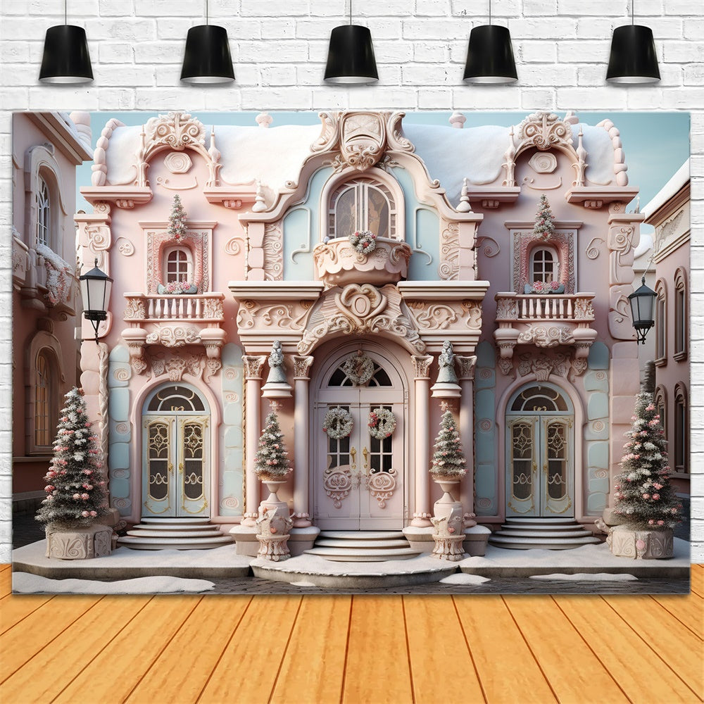 Christmas Pink Candy Castle Backdrop UK RR8-191