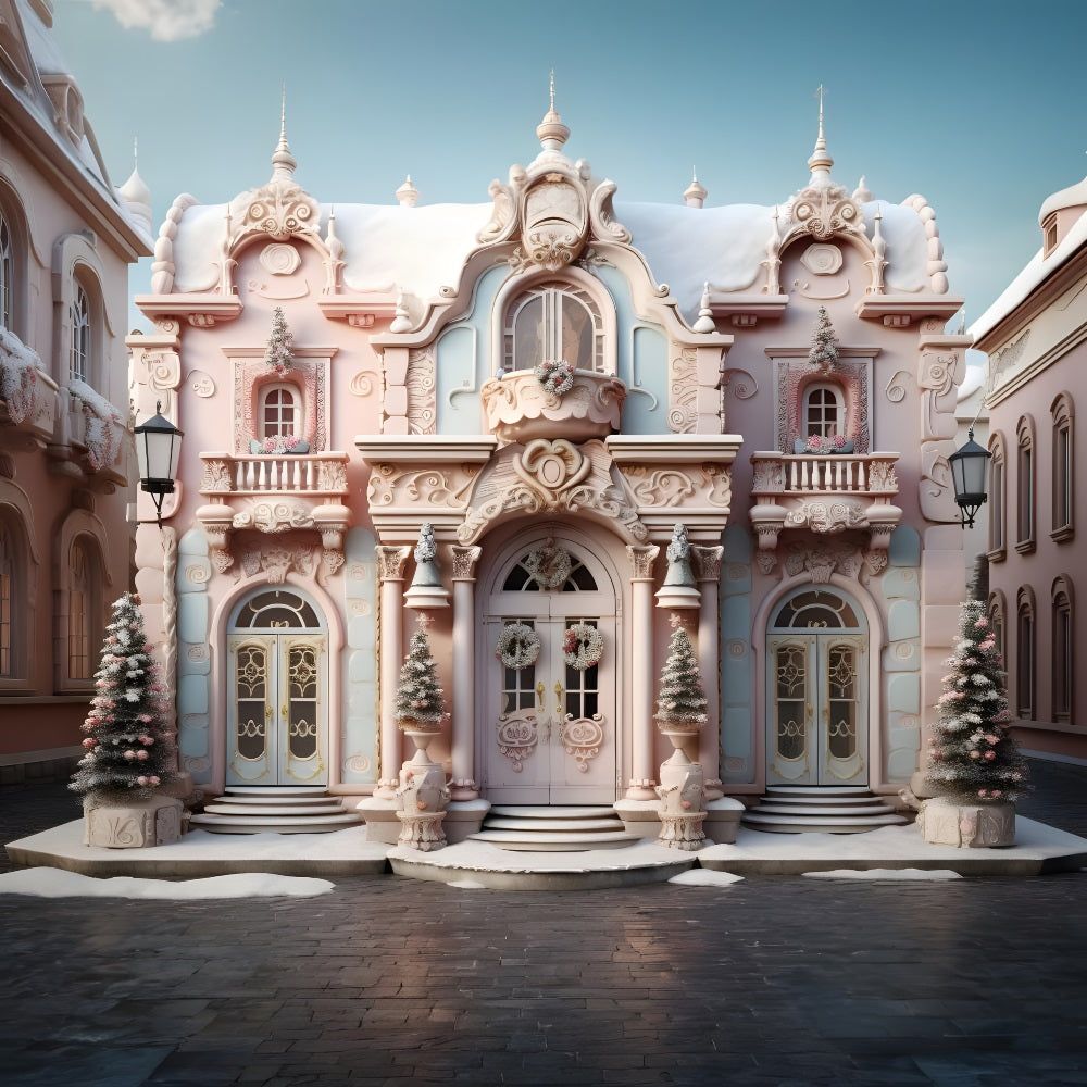 Christmas Pink Candy Castle Backdrop UK RR8-191