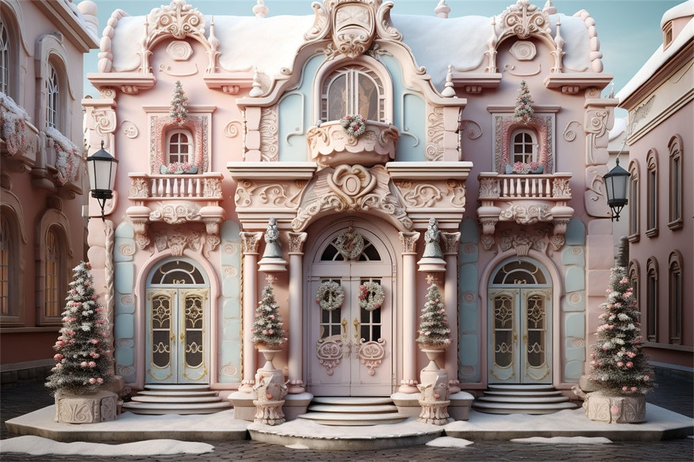 Christmas Pink Candy Castle Backdrop UK RR8-191