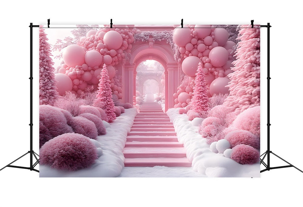 Christmas Pink Balloon Wonderland Backdrop UK RR8-192