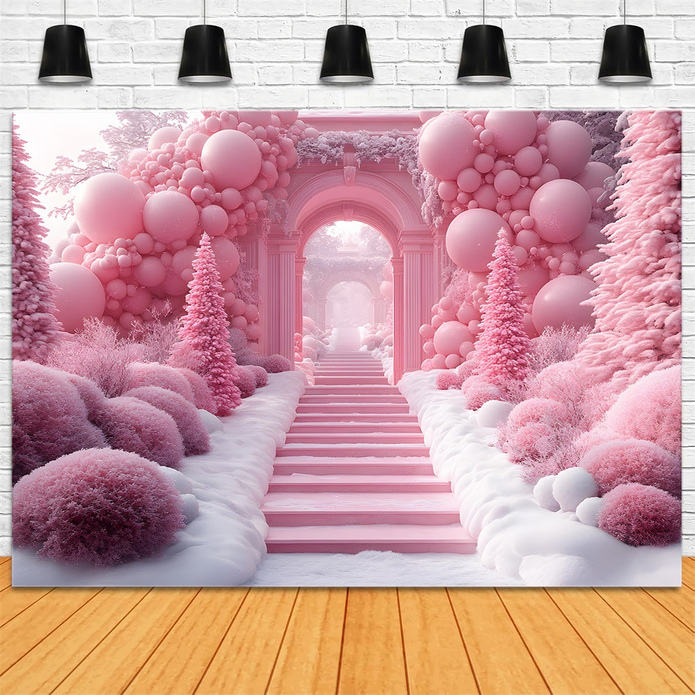 Christmas Pink Balloon Wonderland Backdrop UK RR8-192