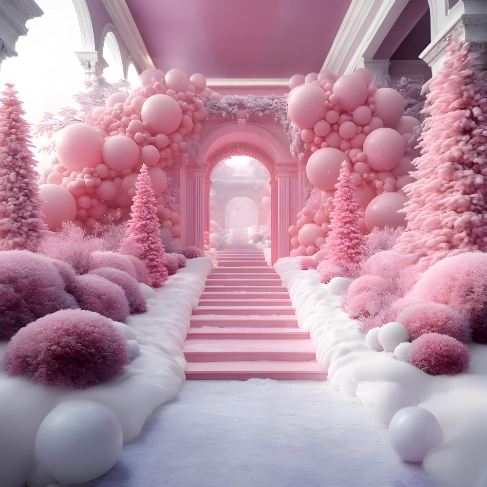 Christmas Pink Balloon Wonderland Backdrop UK RR8-192