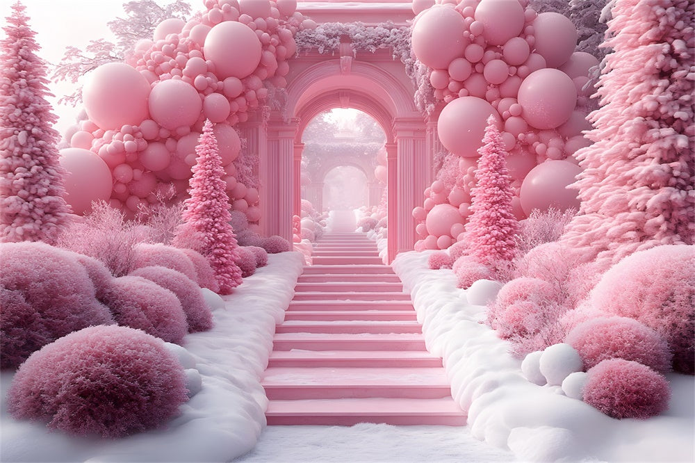 Christmas Pink Balloon Wonderland Backdrop UK RR8-192