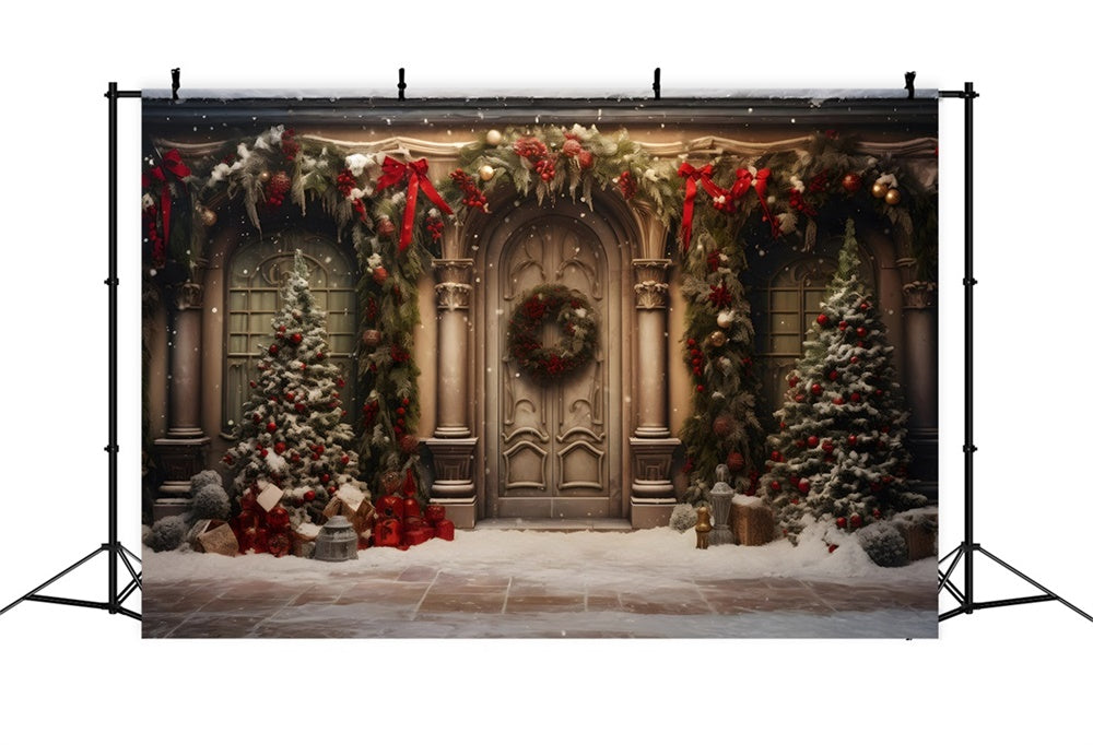 Christmas Festive Red Ribbon Backdrop UK RR8-194