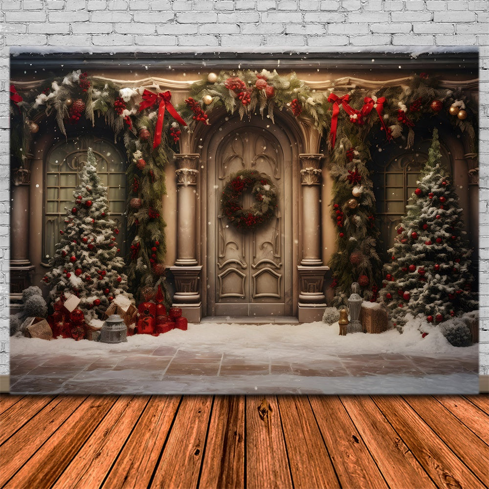 Christmas Festive Red Ribbon Backdrop UK RR8-194