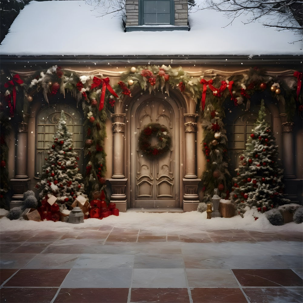 Christmas Festive Red Ribbon Backdrop UK RR8-194