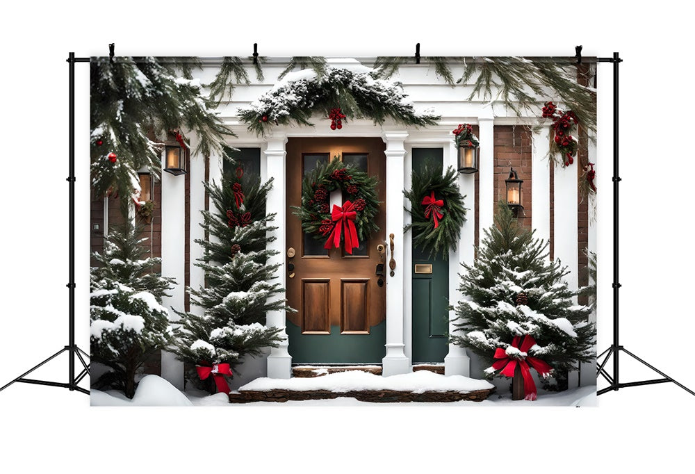 Christmas Green Doorway Garland Backdrop UK RR8-197