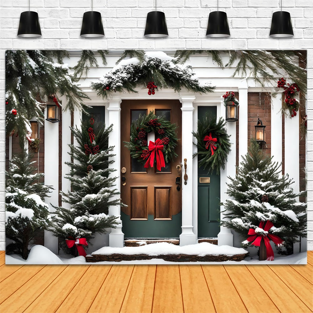 Christmas Green Doorway Garland Backdrop UK RR8-197