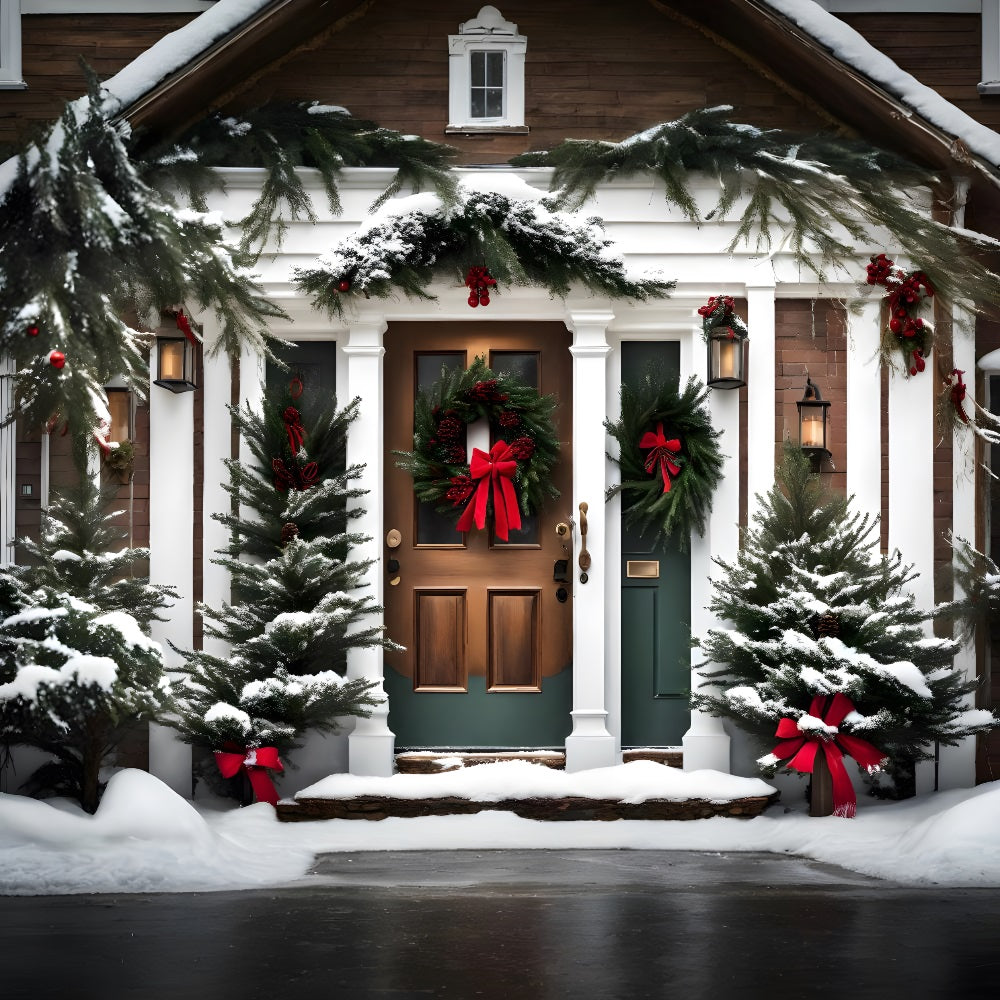 Christmas Green Doorway Garland Backdrop UK RR8-197