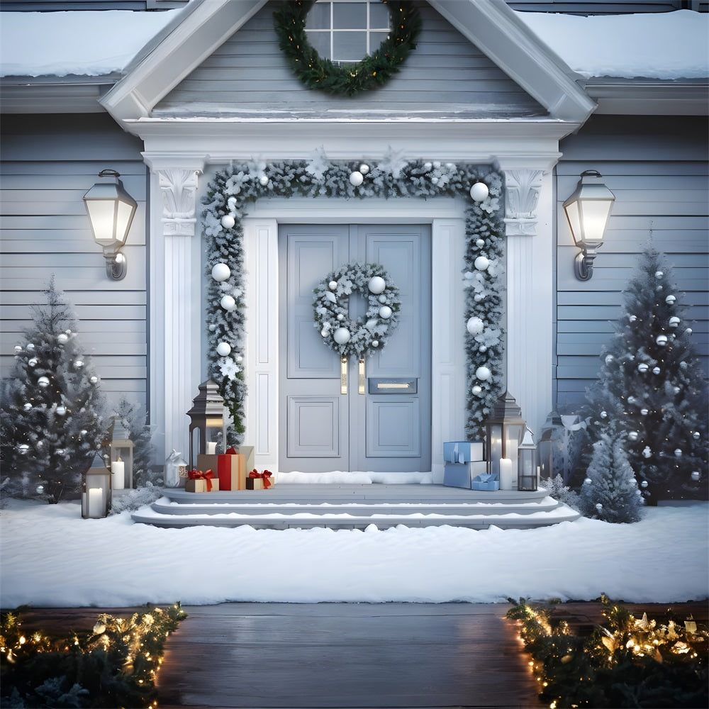 Christmas White Door Decorations Backdrop UK RR8-198