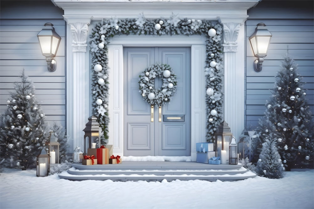 Christmas White Door Decorations Backdrop UK RR8-198