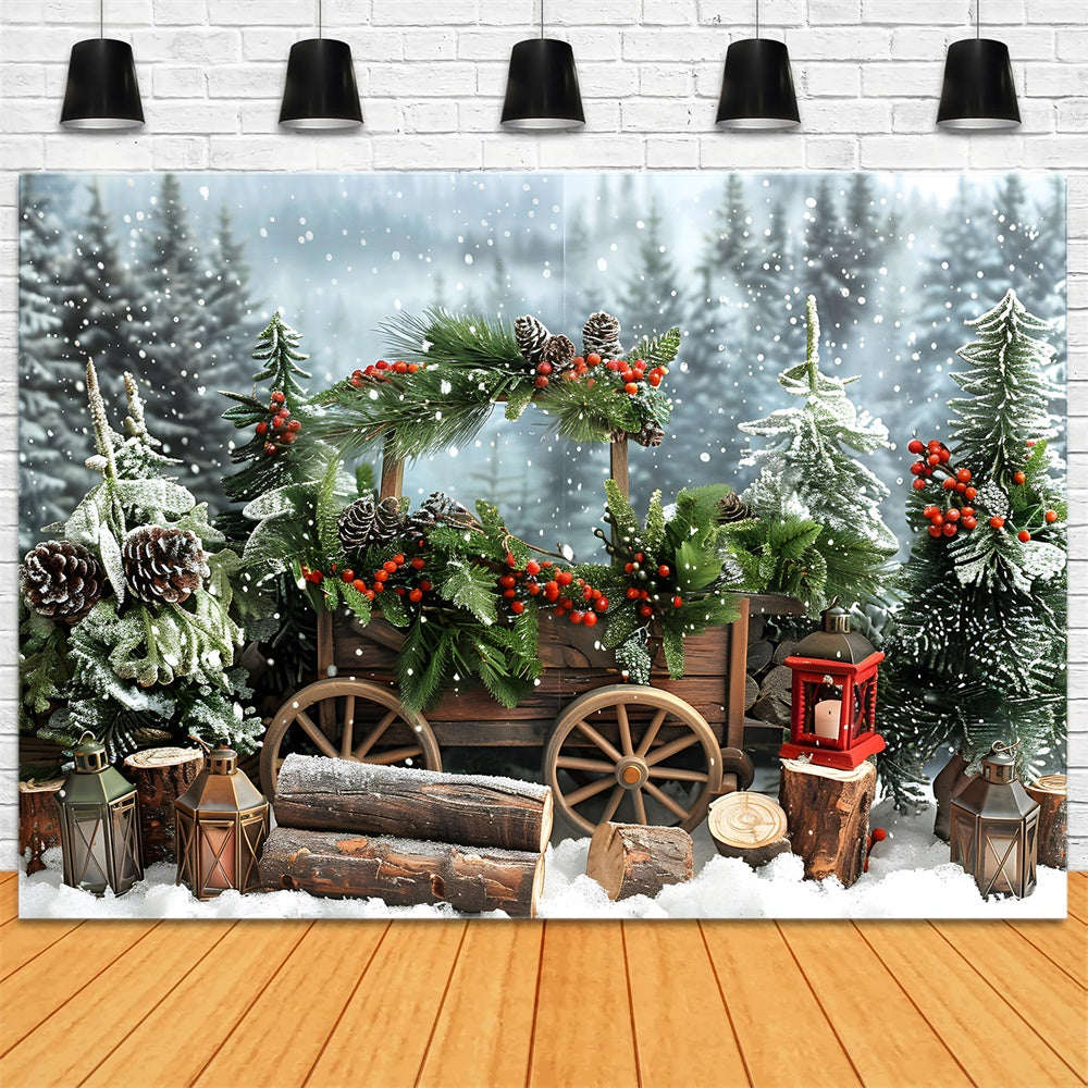 Winter Snowy Forest Christmas Trees Backdrop UK RR8-2