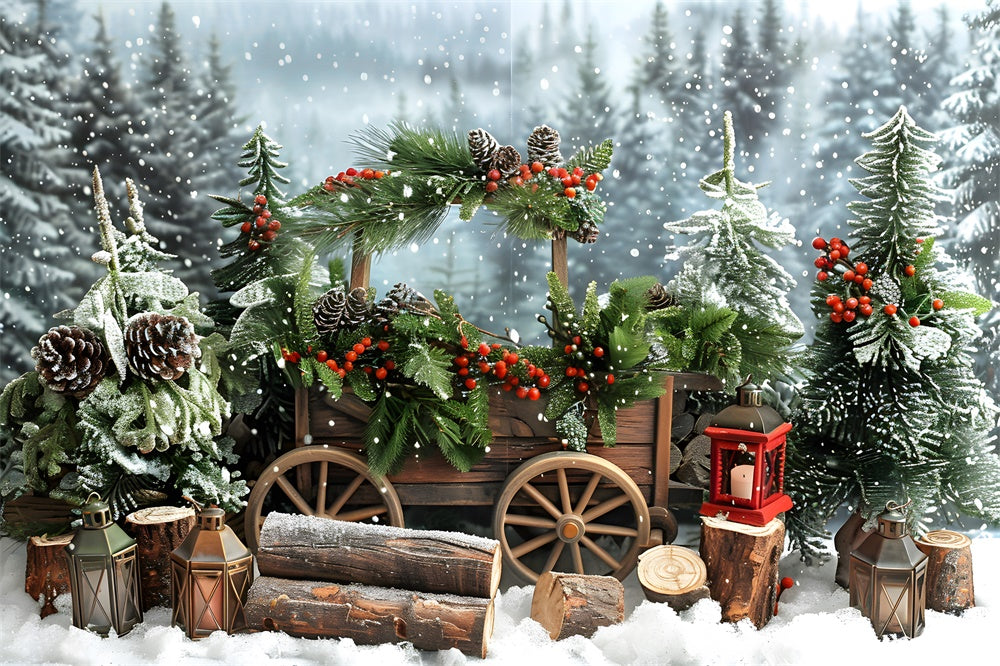 Winter Snowy Forest Christmas Trees Backdrop UK RR8-2