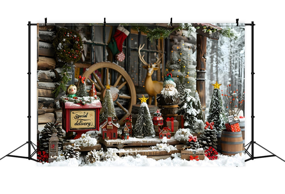 Little Christmas Trees Decors Snow Backdrop UK RR8-20