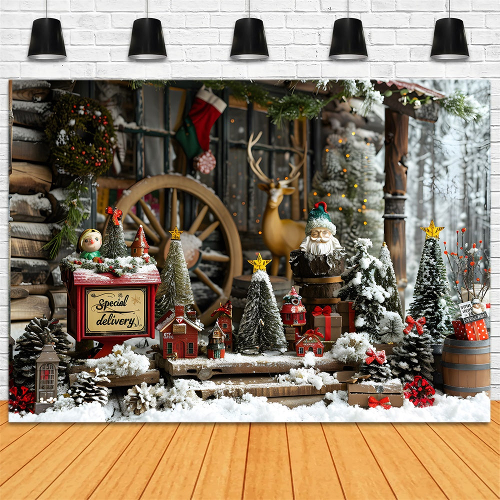 Little Christmas Trees Decors Snow Backdrop UK RR8-20