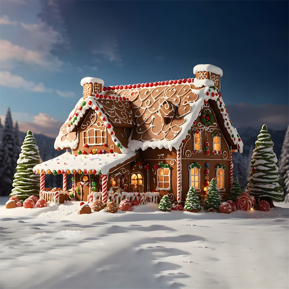 Christmas Gingerbread House Snow Backdrop UK RR8-205