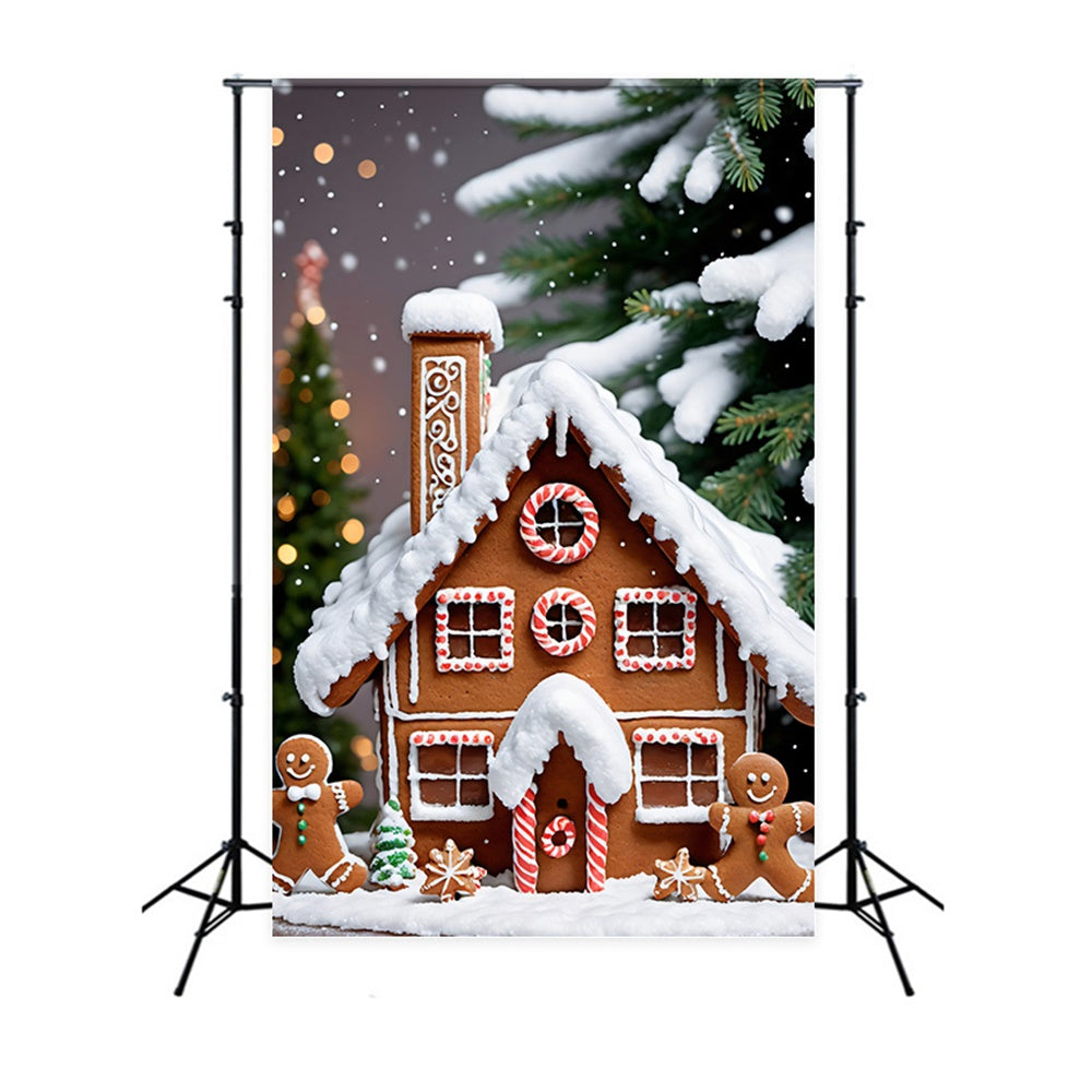 Christmas Gingerbread Cottage Figures Backdrop UK RR8-206