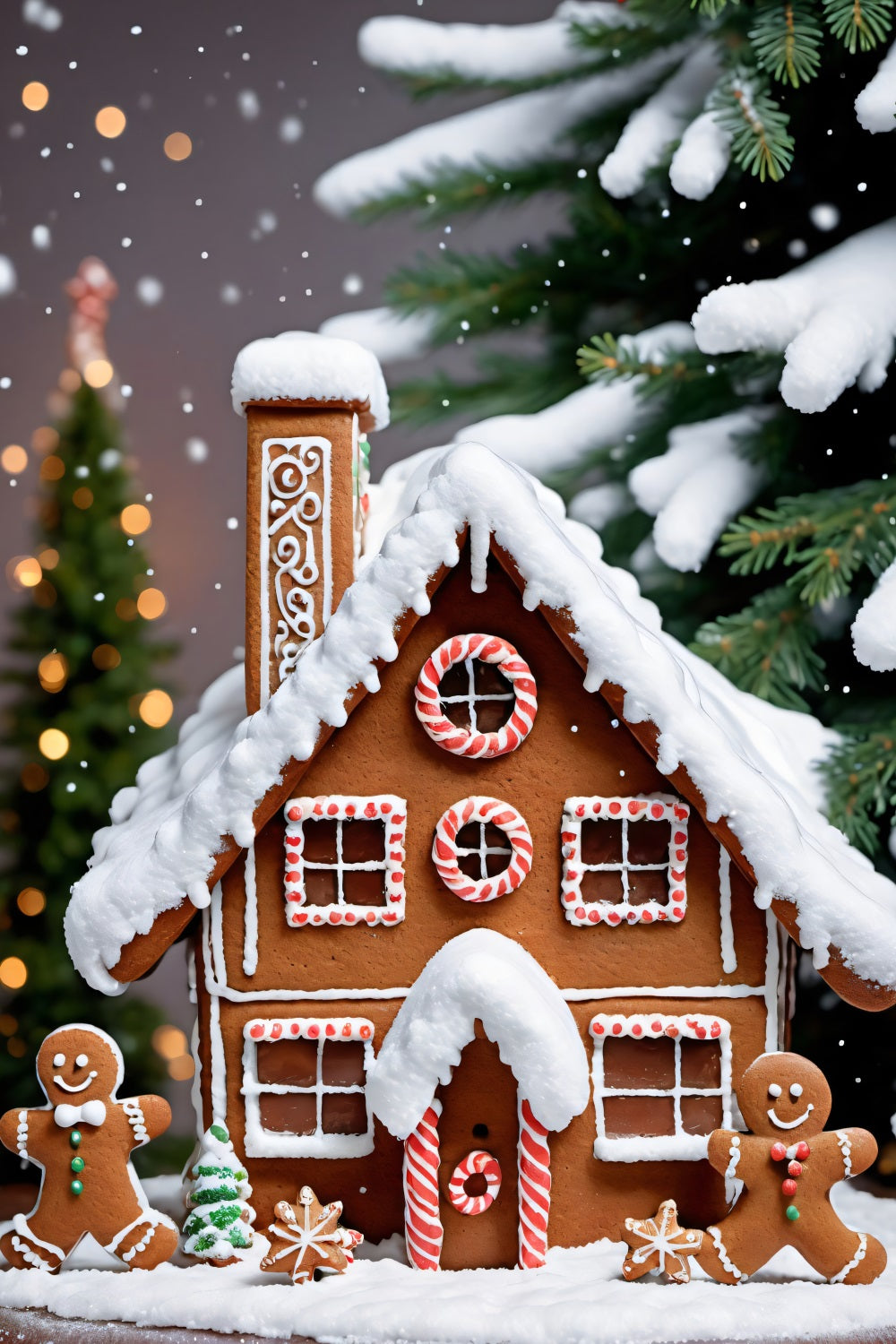 Christmas Gingerbread Cottage Figures Backdrop UK RR8-206