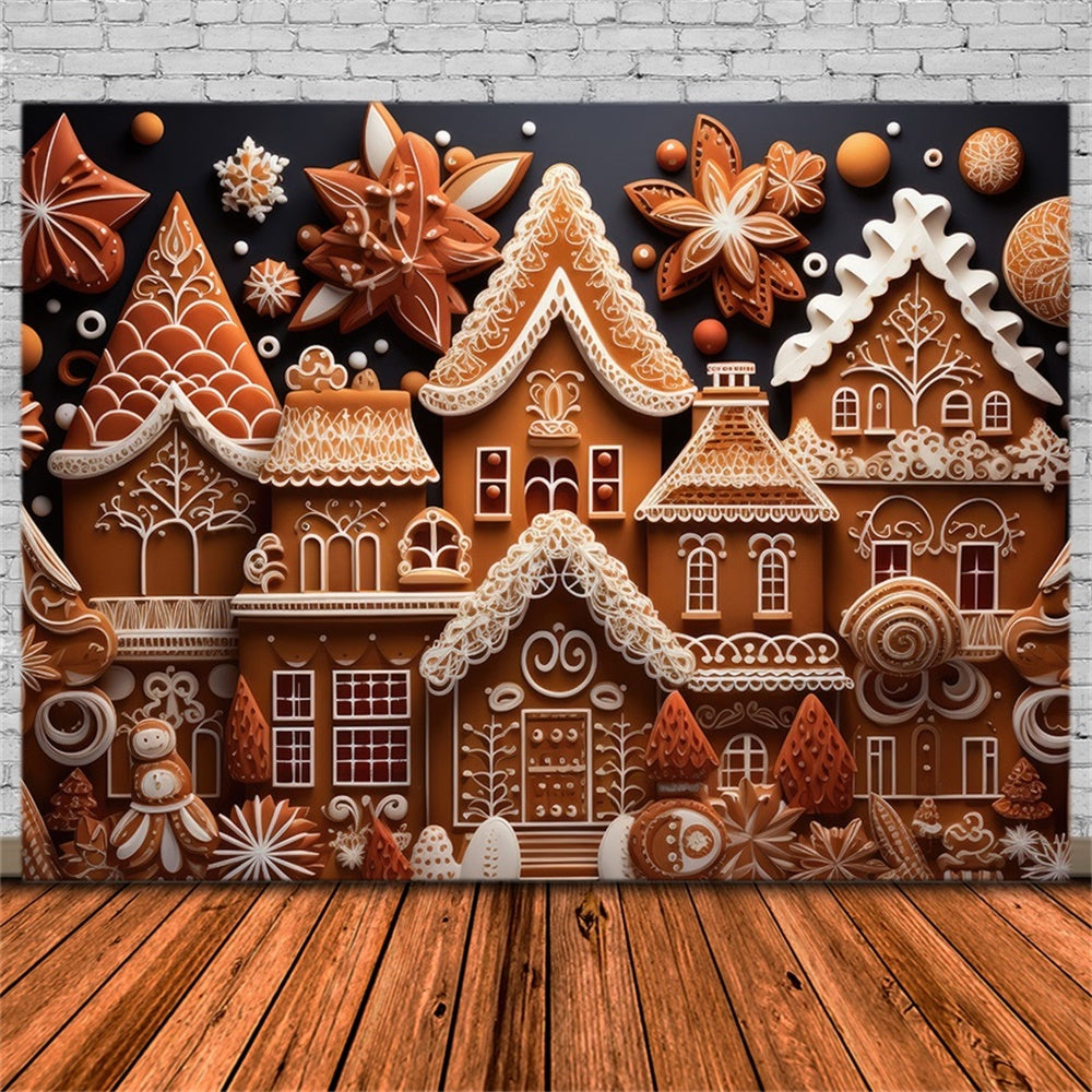 Christmas Gingerbread Candy Cottage Backdrop UK RR8-208