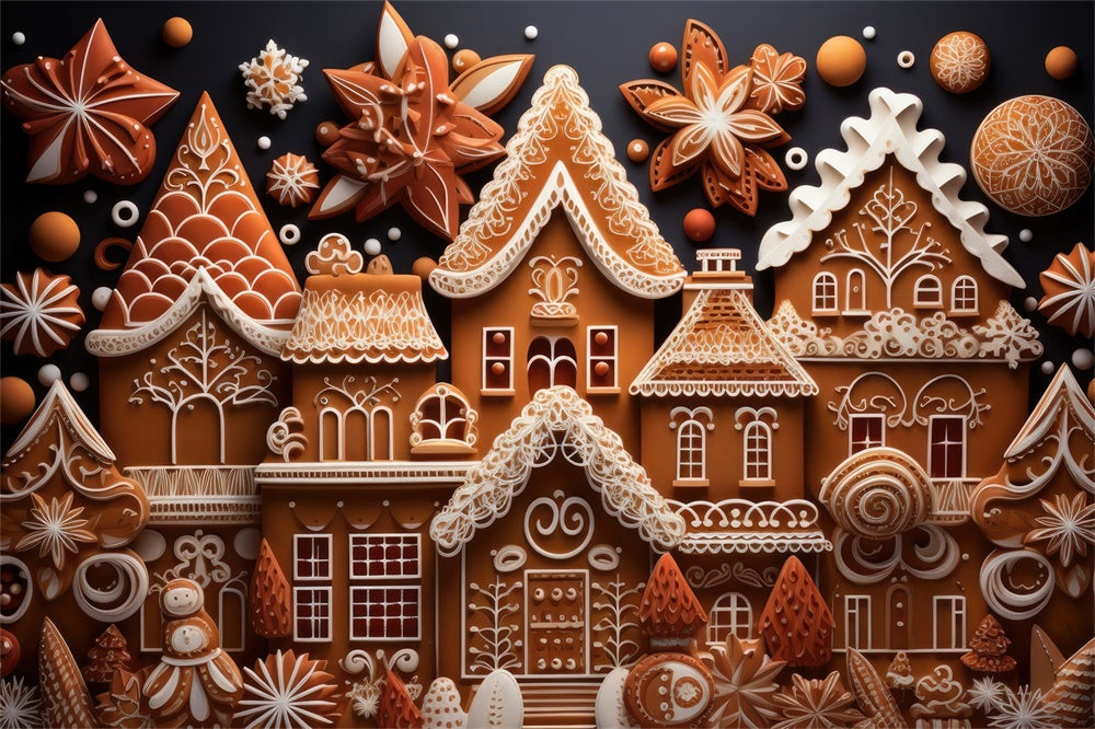 Christmas Gingerbread Candy Cottage Backdrop UK RR8-208