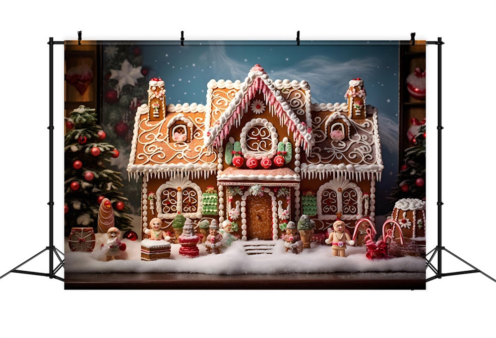 Christmas Cute Gingerbread Cottage Backdrop UK RR8-213