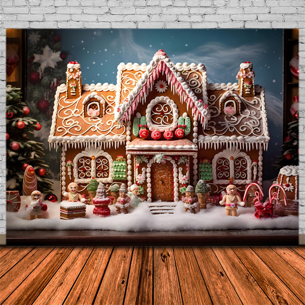 Christmas Cute Gingerbread Cottage Backdrop UK RR8-213