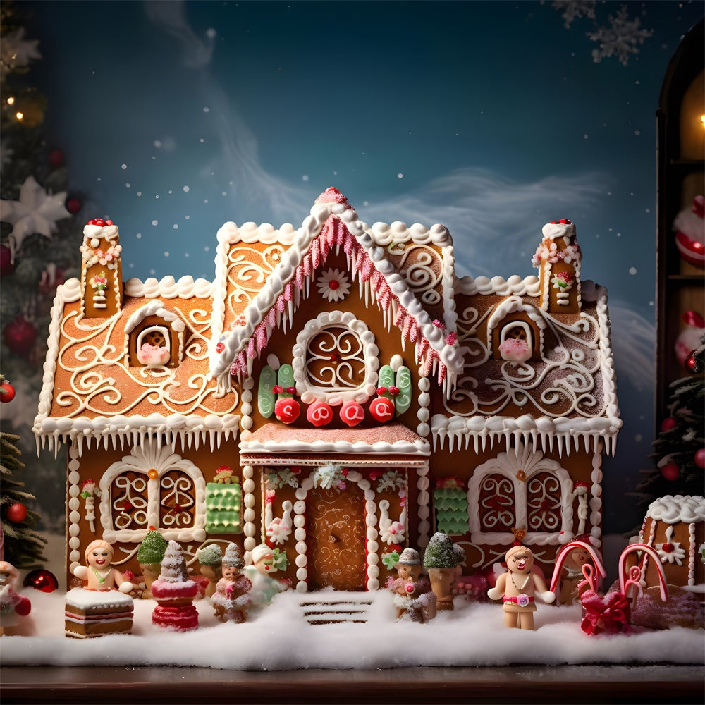 Christmas Cute Gingerbread Cottage Backdrop UK RR8-213