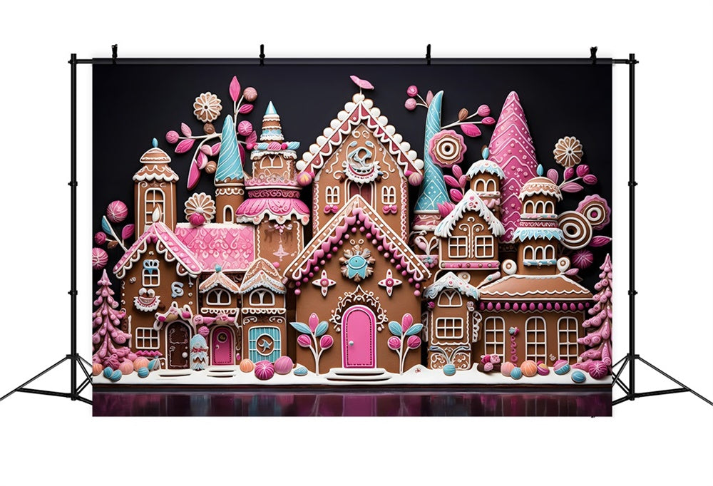 Christmas Colorful Gingerbread Cottage Backdrop UK RR8-214