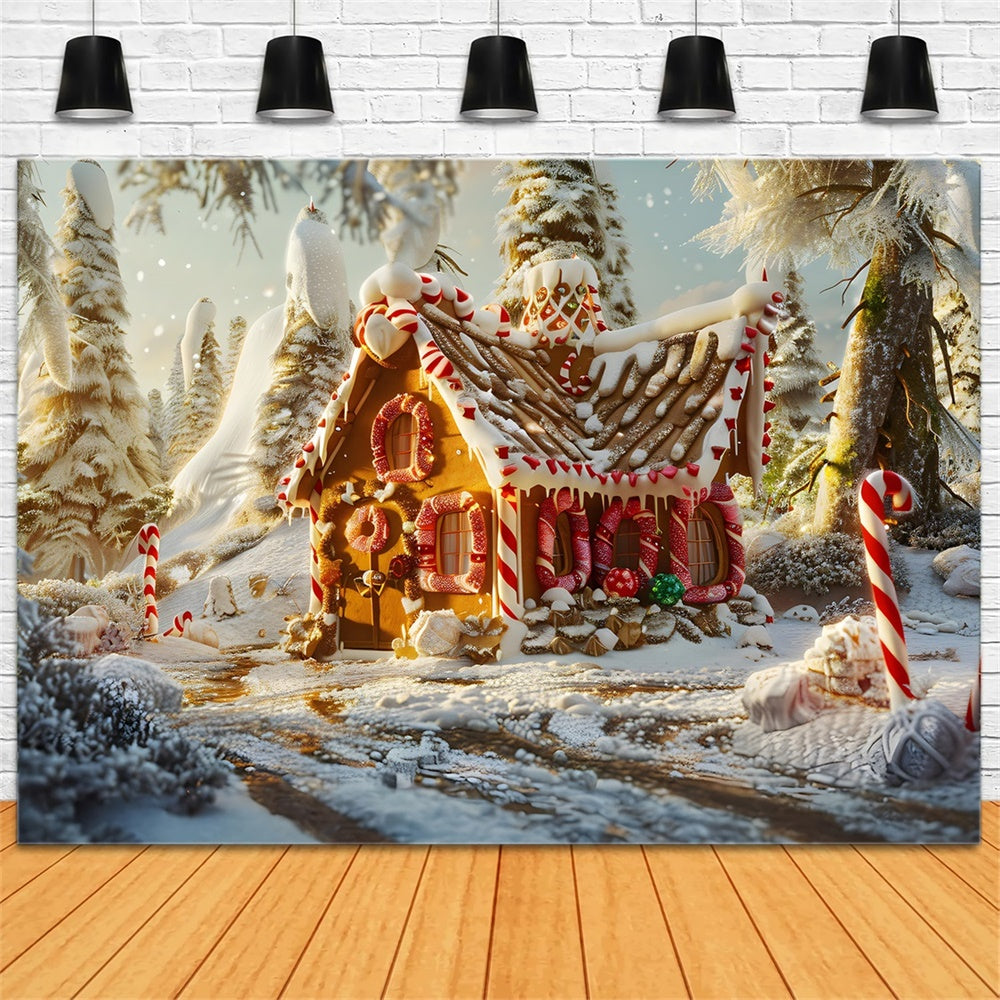 Christmas Sunset Snowy Gingerbread House Backdrop UK RR8-215