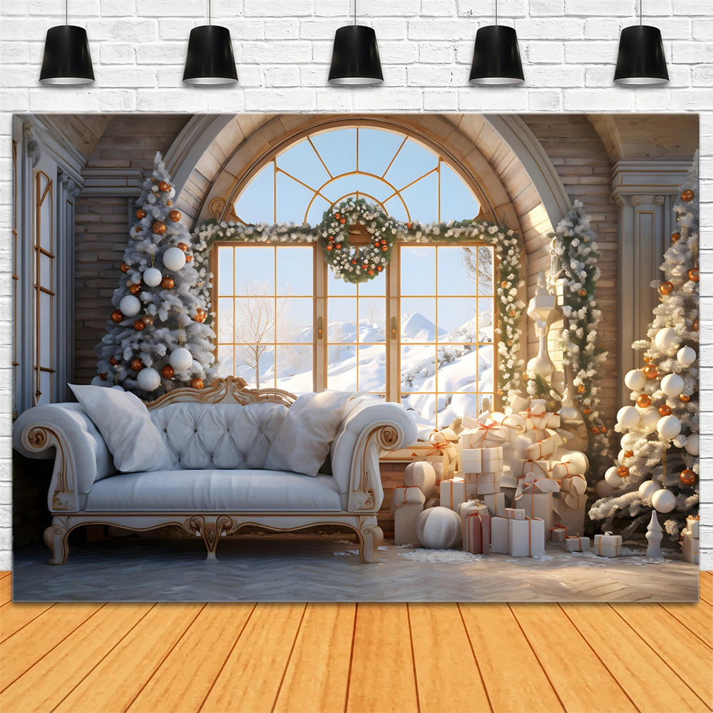 Christmas Cozy Living Room Snow Backdrop UK RR8-218